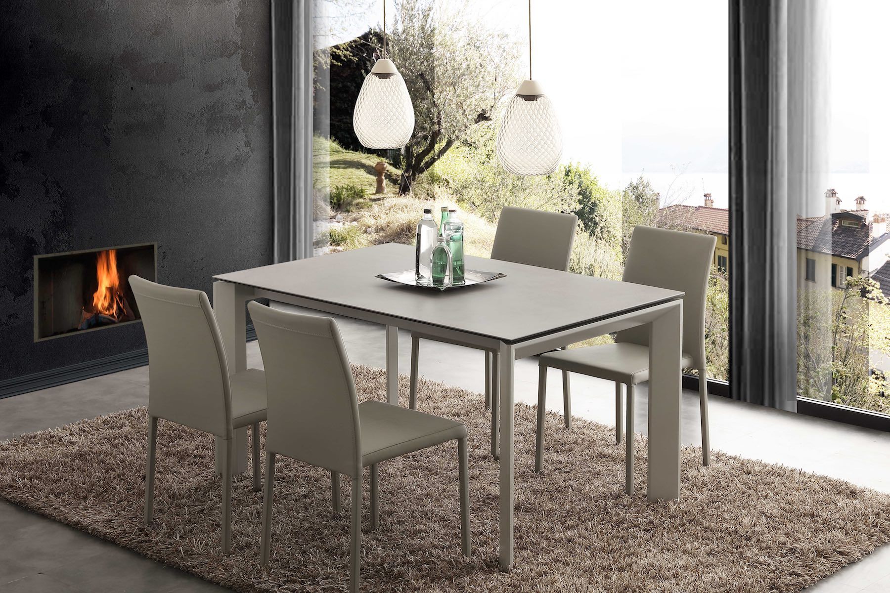 Tavolo allungabile in acciaio e ceramica Duarte Duo