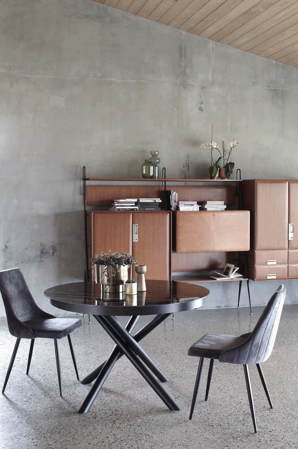 Tavolo rotondo allungabile in acciaio e ceramica Venus