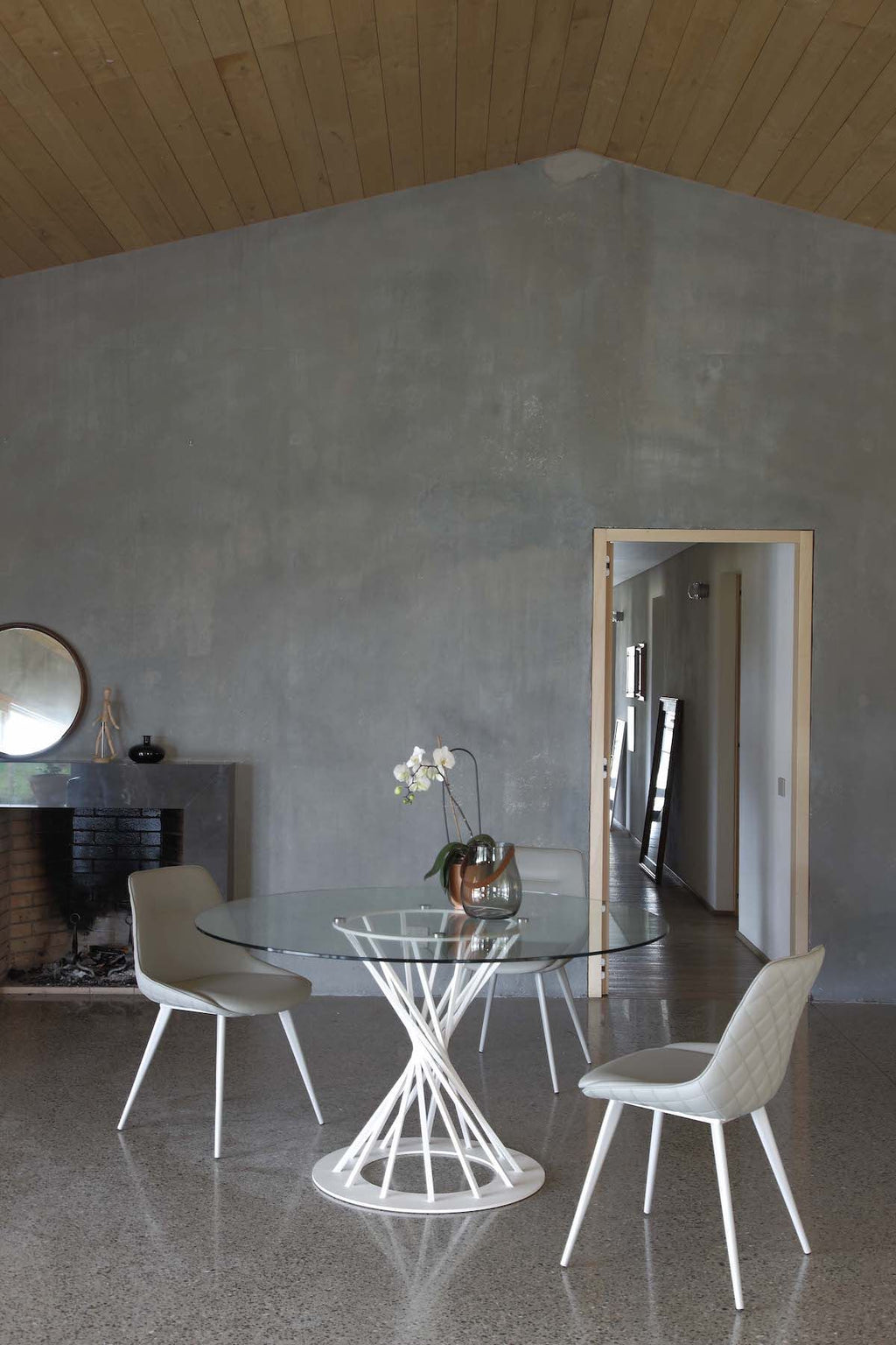 Tavolo rotondo in acciaio e vetro Runder Vetro