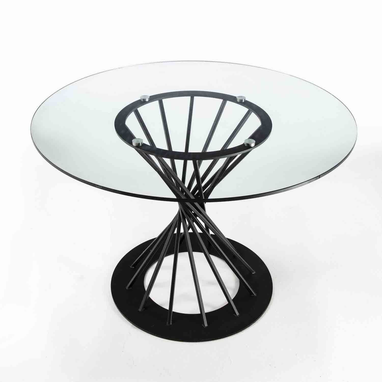 Tavolo rotondo in acciaio e vetro Runder Vetro