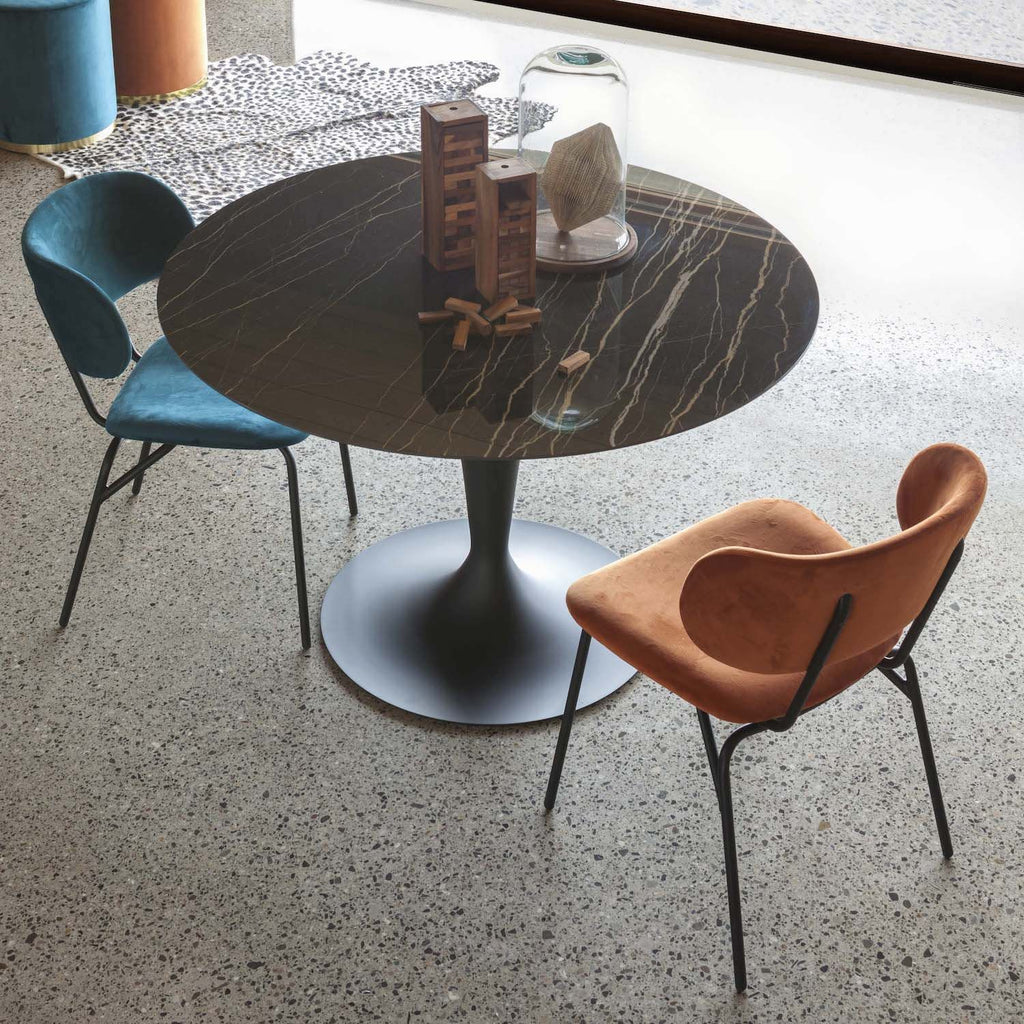 Tavolo rotondo in acciaio e ceramica Sulevi Ceramico