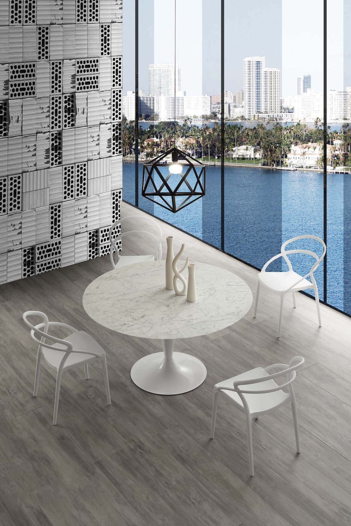 Tavolo rotondo in acciaio e marmo Sulevi Marble