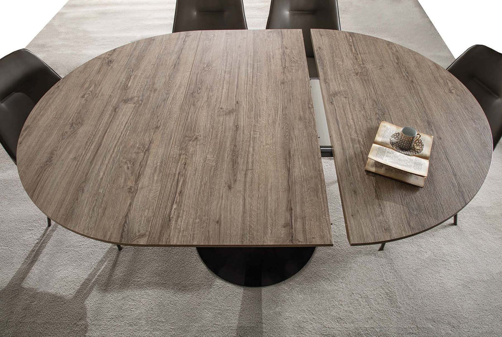 Tavolo da pranzo rotondo fisso o allungabile Sulevi Oak