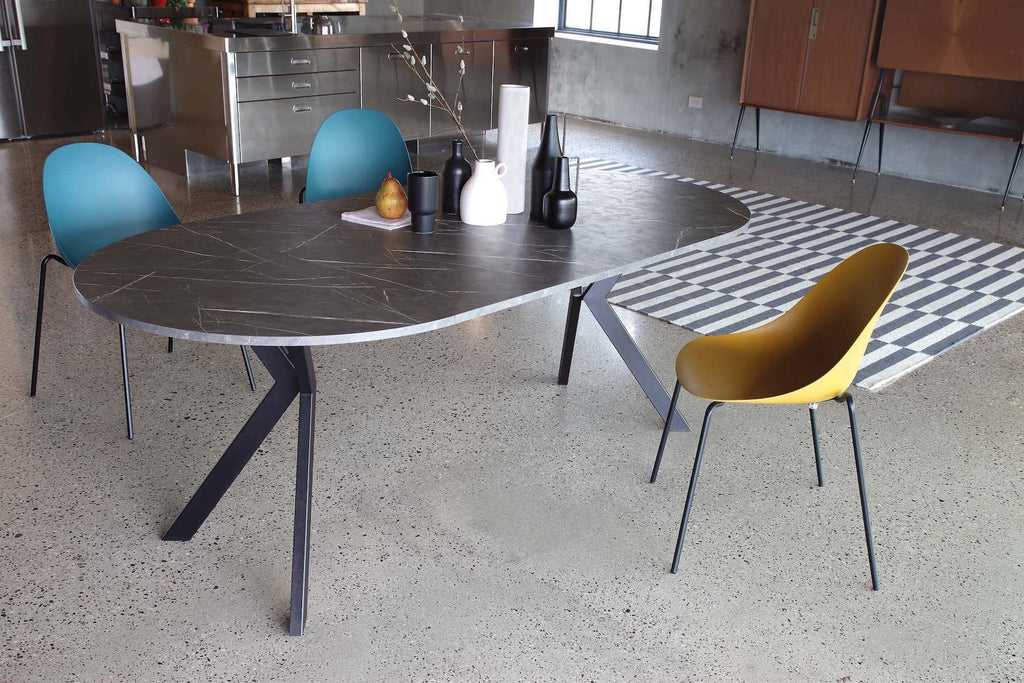 Tavolo rotondo allungabile in acciaio e nobilitato Talents