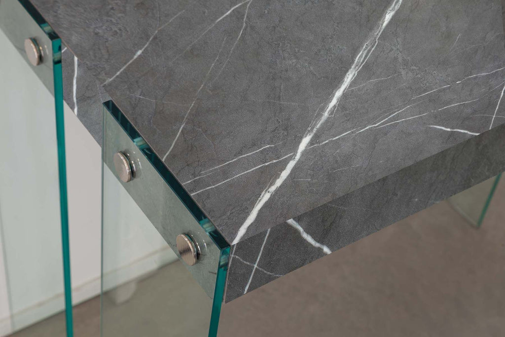 Tavolo consolle allungabile Skim in vetro e legno