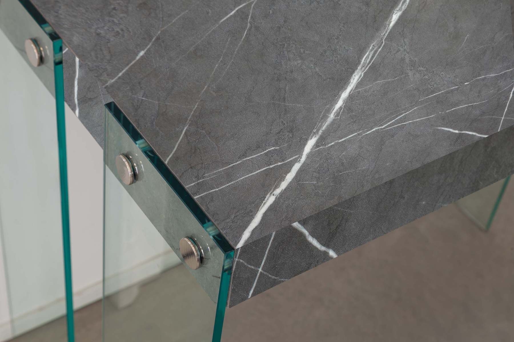 Tavolo consolle allungabile Skim in vetro e legno