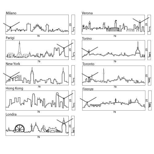 Orologio da parete Skyline Milano New York Londra