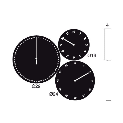 Orologio moderno da parete H:M:S: a tre dischi