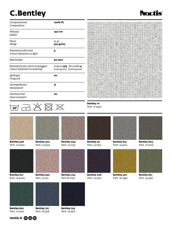 Campione tessuti per letto contenitore singolo una piazza e mezza e matrimoniale Noctis