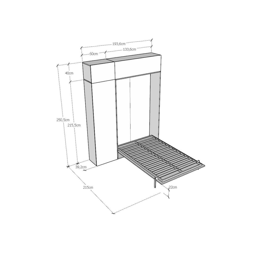 Letto a scomparsa una piazza e mezza con colonna e pensili Lexton