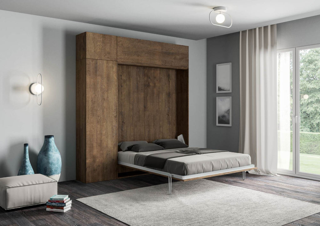 Letto a scomparsa una piazza e mezza con colonna e pensili Lexton