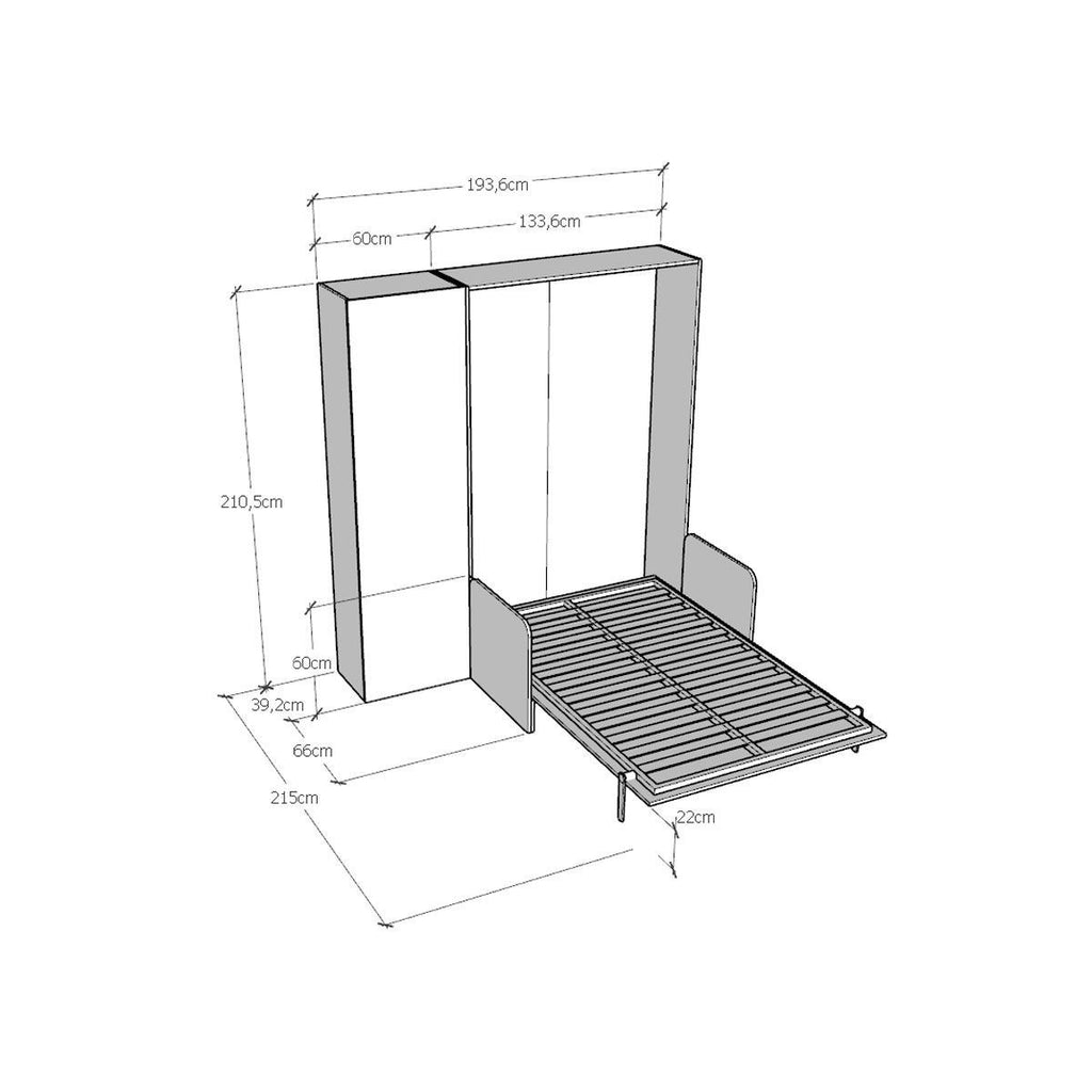 Letto a scomparsa con divano una piazza e mezza e colonna Lexton