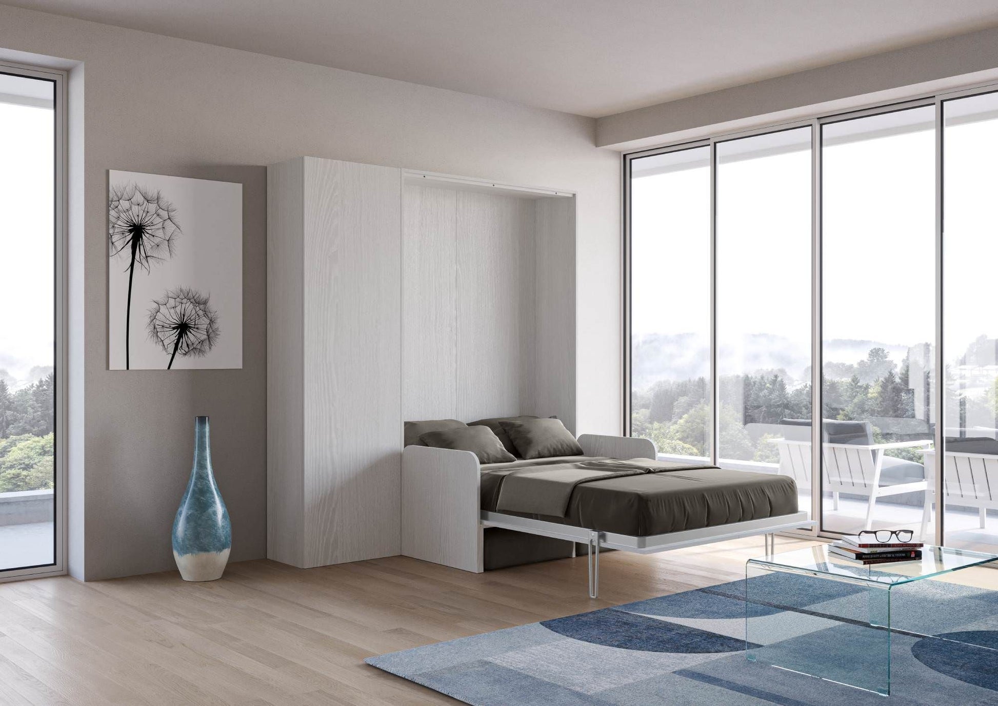 Letto a scomparsa con divano una piazza e mezza e colonna Lexton