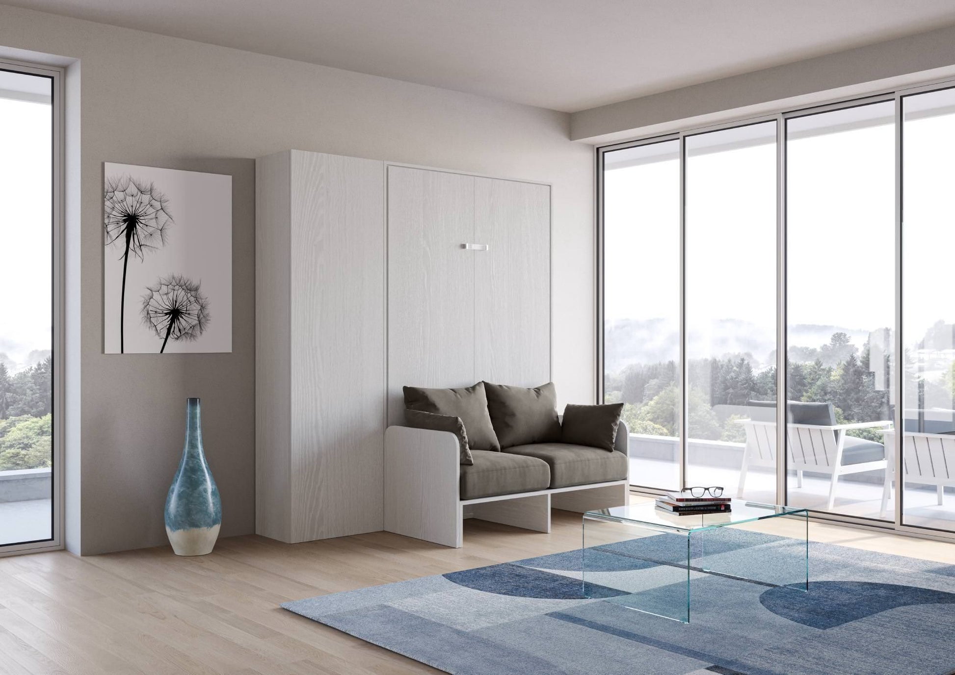 Letto a scomparsa con divano una piazza e mezza e colonna Lexton