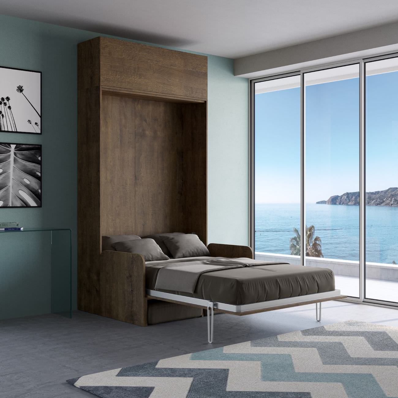 Letto a scomparsa con divano una piazza e mezza e pensile Lexton