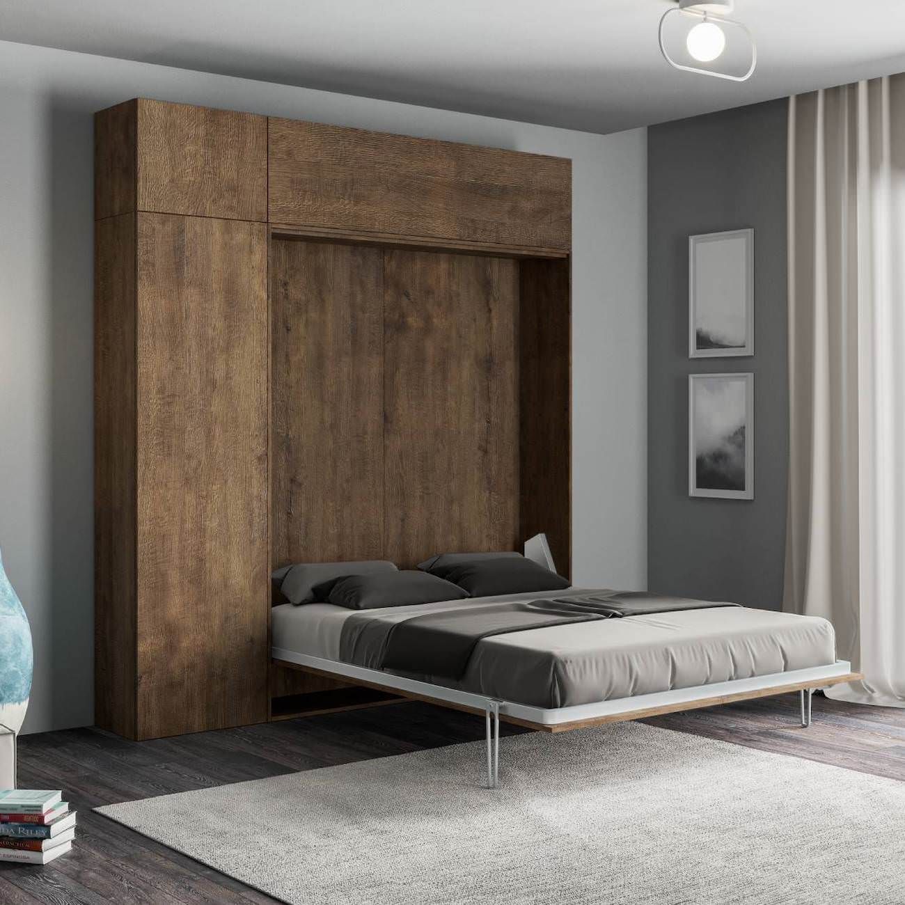 Letto a scomparsa alla francese con colonna e pensili Lexton