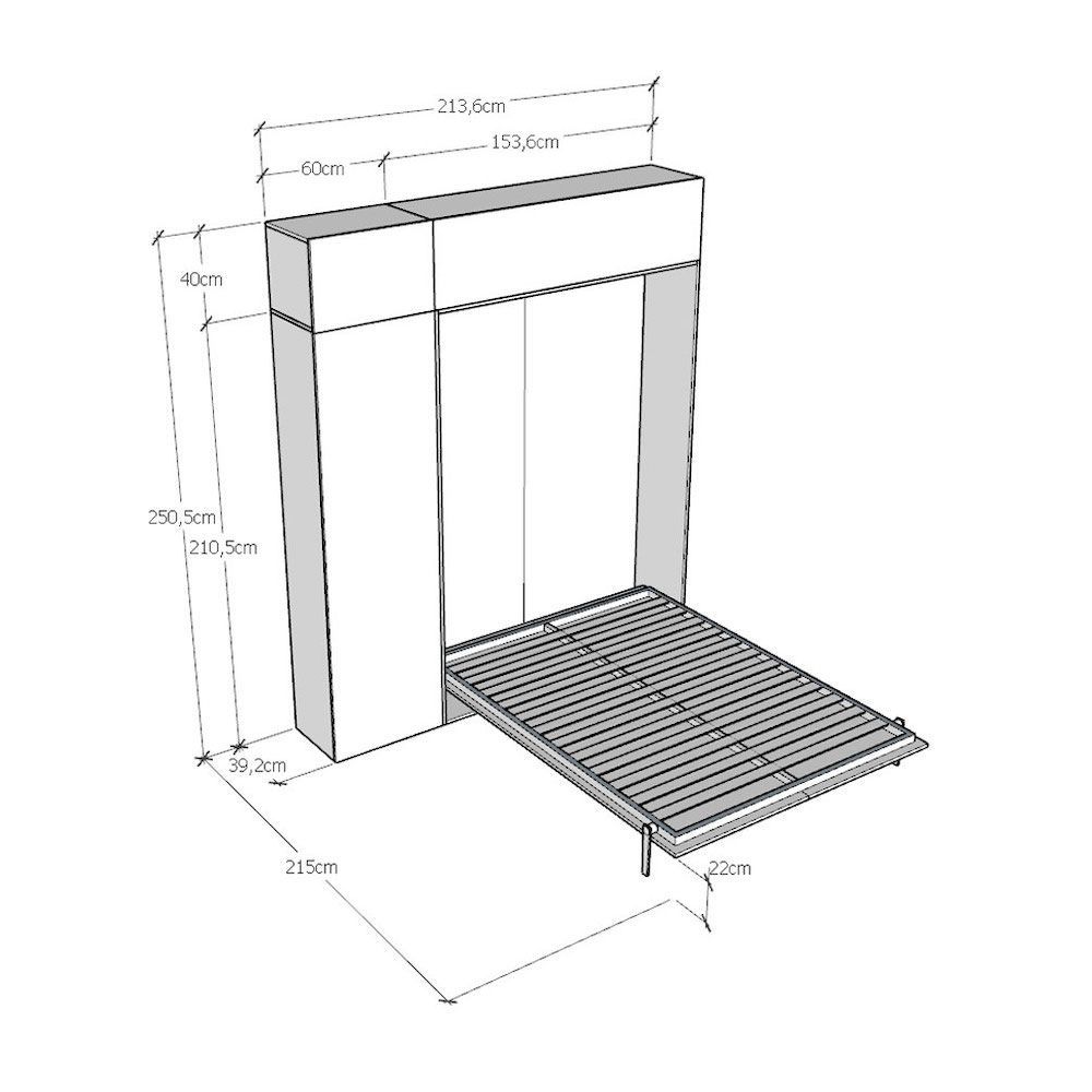 Letto a scomparsa alla francese con colonna e pensili Lexton