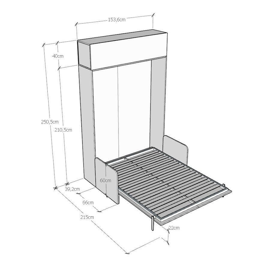 Letto a scomparsa con divano alla francese con pensile Lexton
