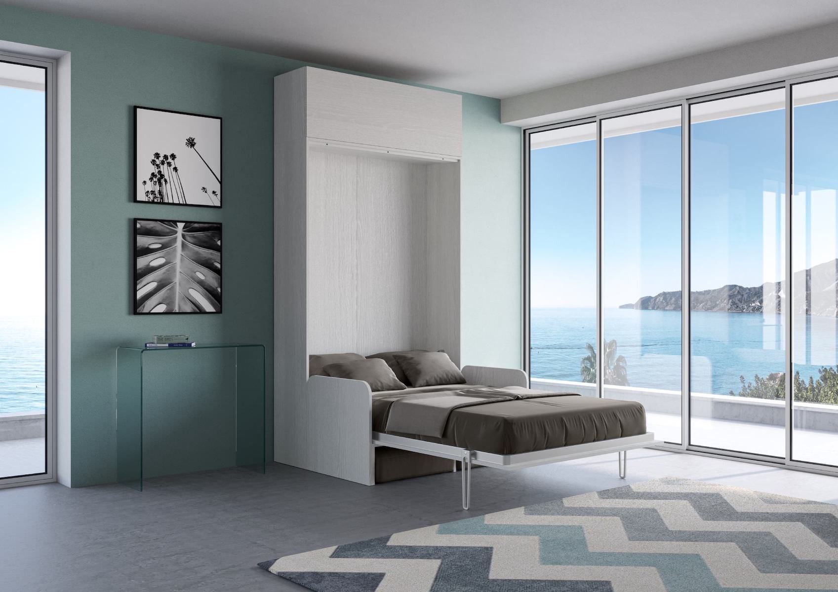 Letto a scomparsa con divano alla francese con pensile Lexton