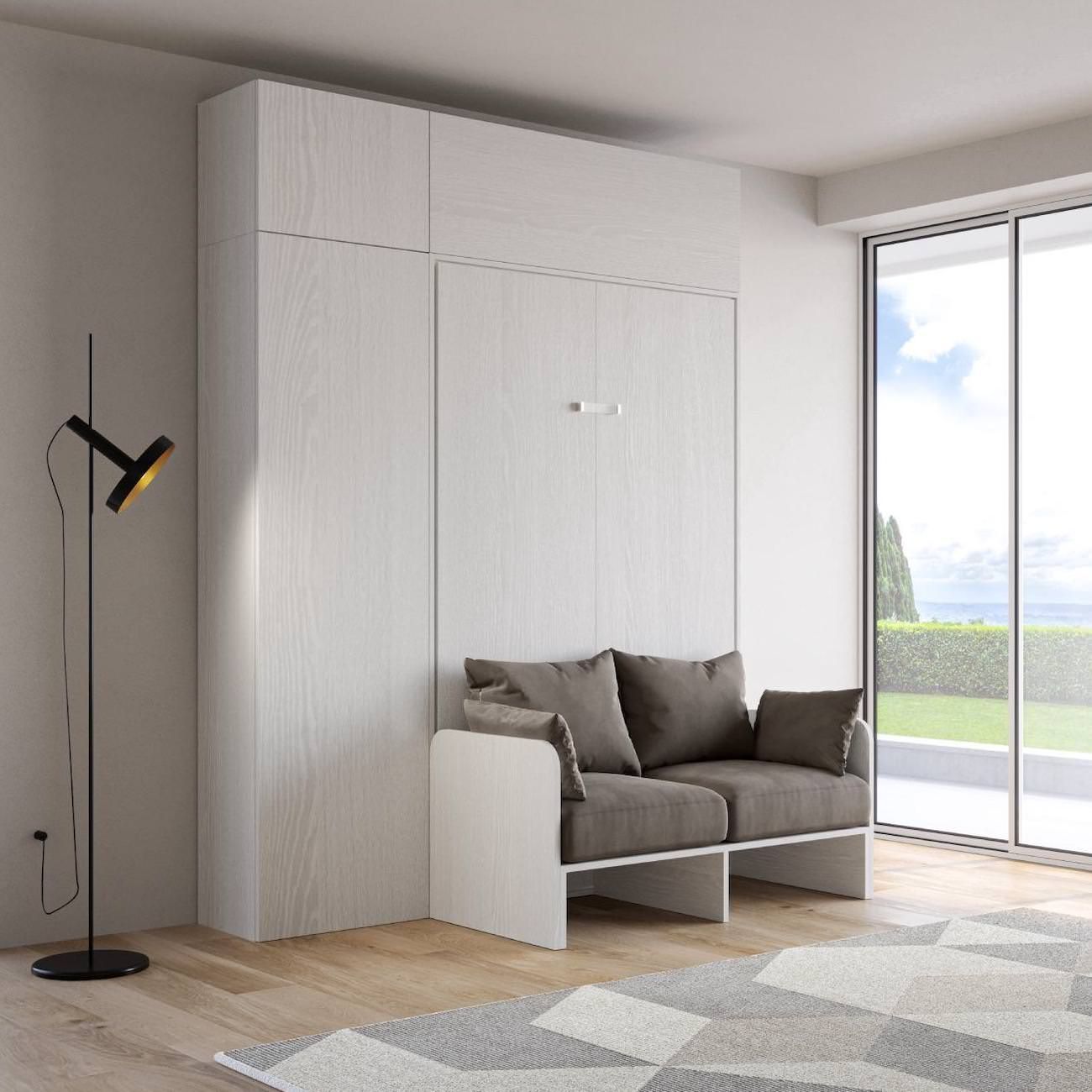 Letto a scomparsa con divano alla francese con colonna e pensili Lexton