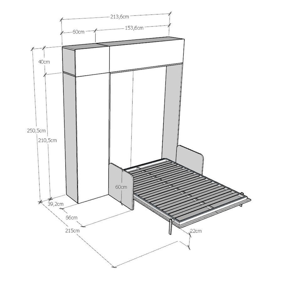 Letto a scomparsa con divano alla francese con colonna e pensili Lexton