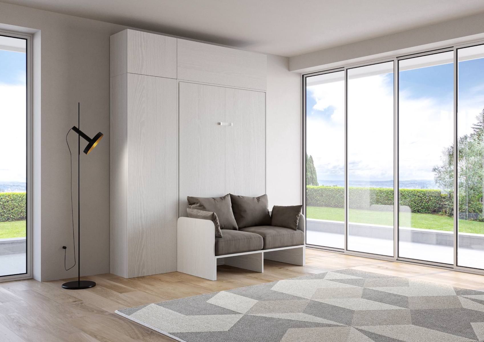 Letto a scomparsa con divano alla francese con colonna e pensili Lexton