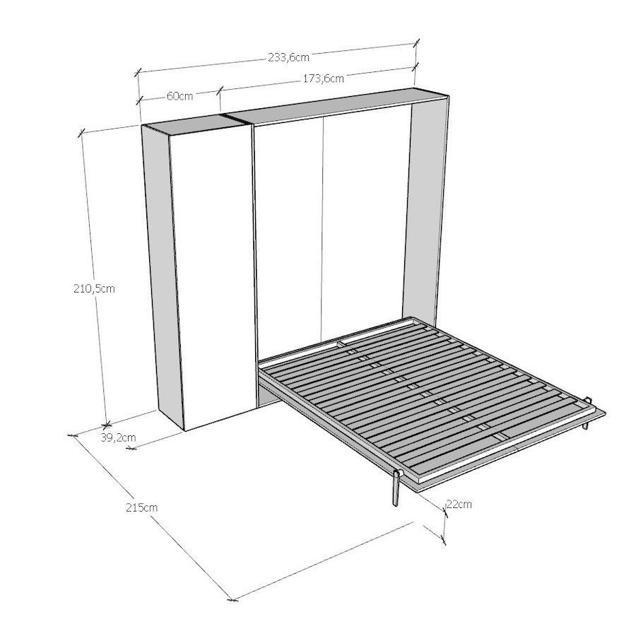 Letto matrimoniale a scomparsa con colonna Lexton