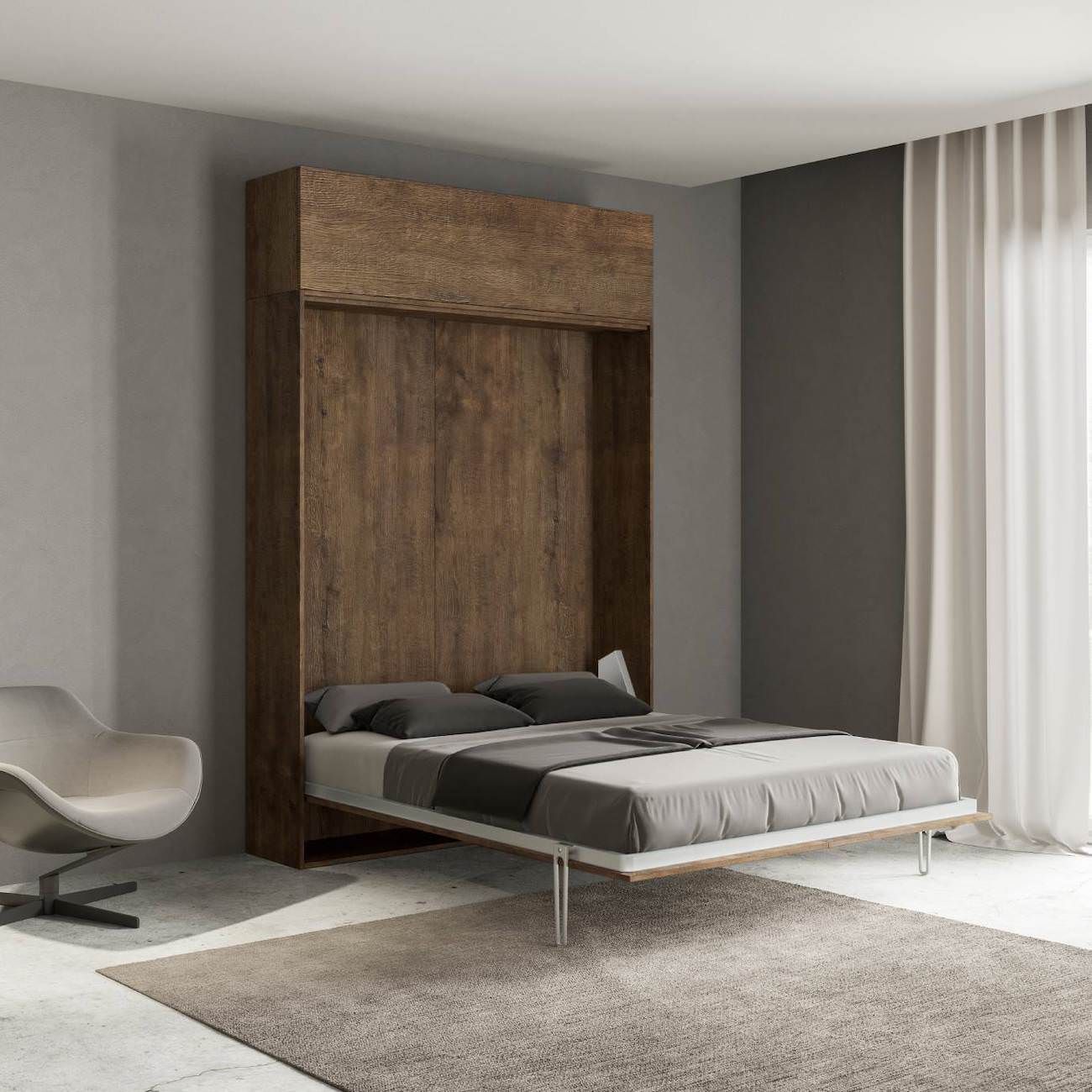 Letto matrimoniale a scomparsa con pensile Lexton