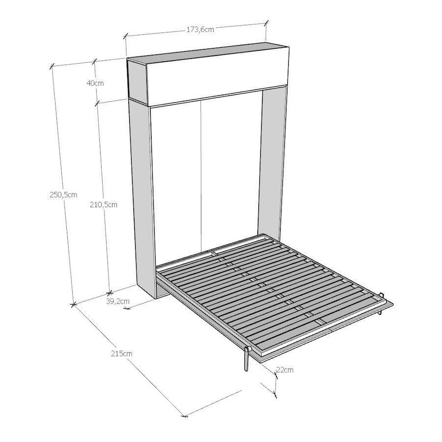 Letto matrimoniale a scomparsa con pensile Lexton