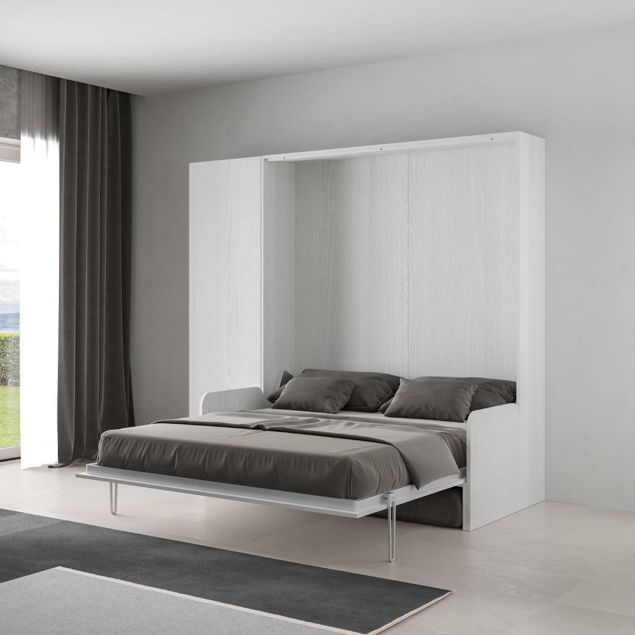 Letto matrimoniale a scomparsa con divano e colonna Lexton