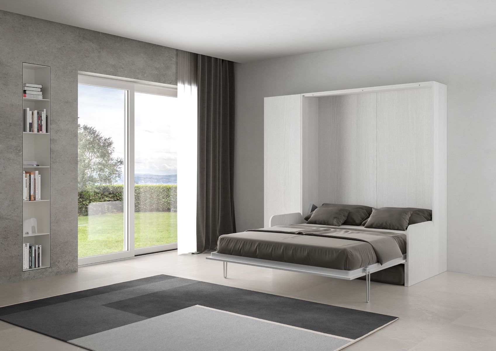 Letto matrimoniale a scomparsa con divano e colonna Lexton