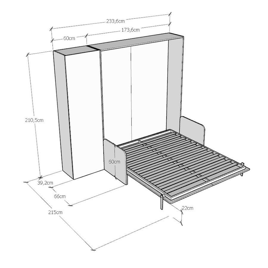 Letto matrimoniale a scomparsa con divano e colonna Lexton