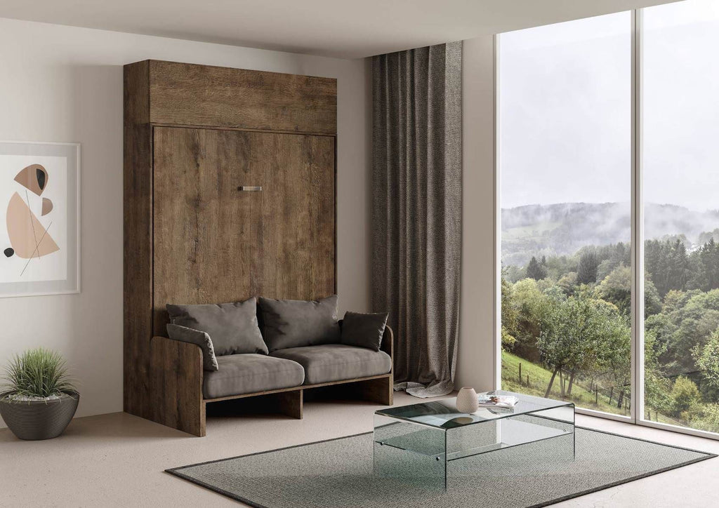 Letto matrimoniale a scomparsa con divano e pensile Lexton