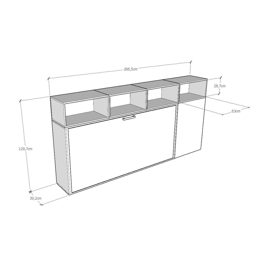 Letto singolo a scomparsa orizzontale con mobili Auda A
