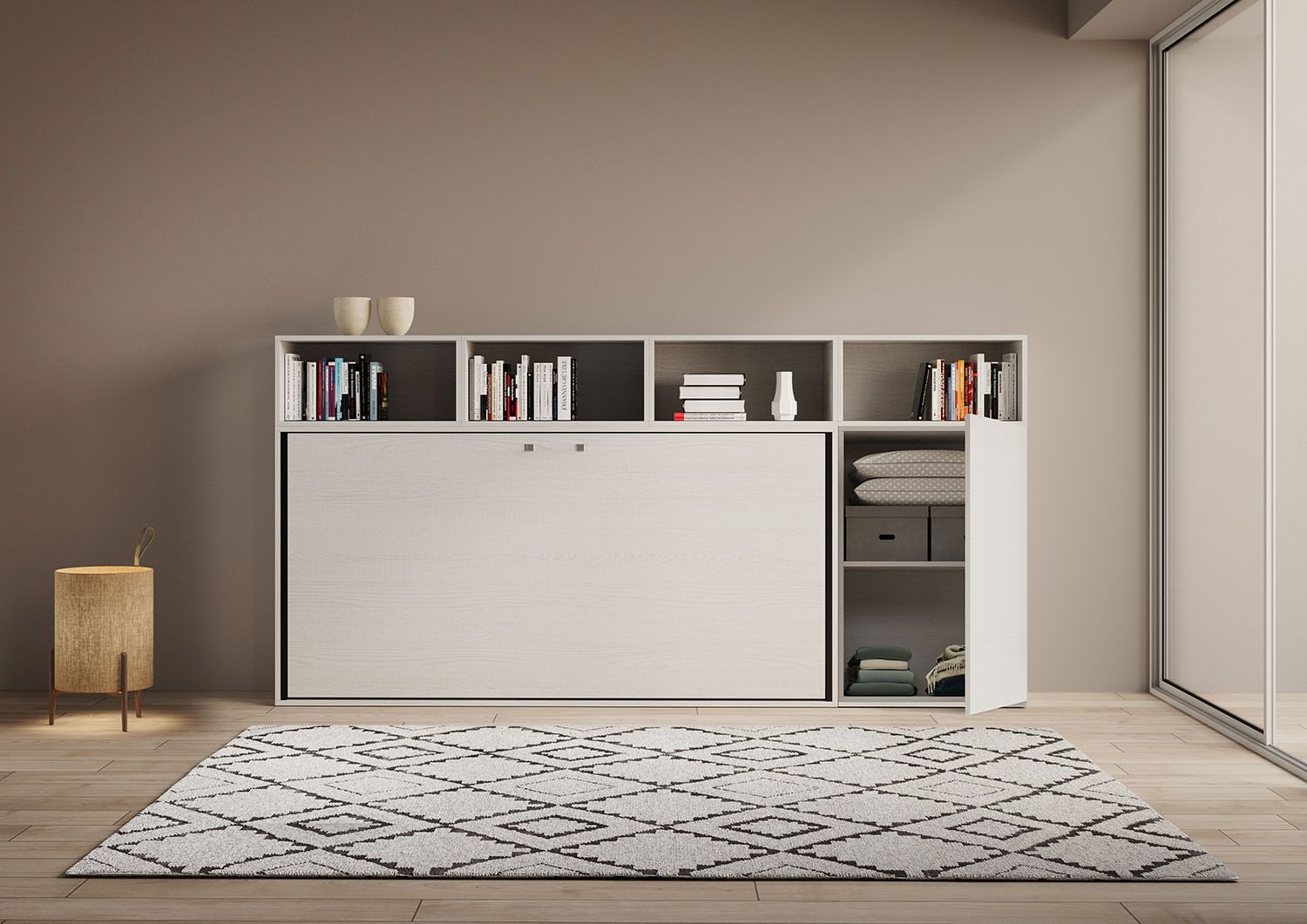 Letto singolo a scomparsa orizzontale con mobili Auda A