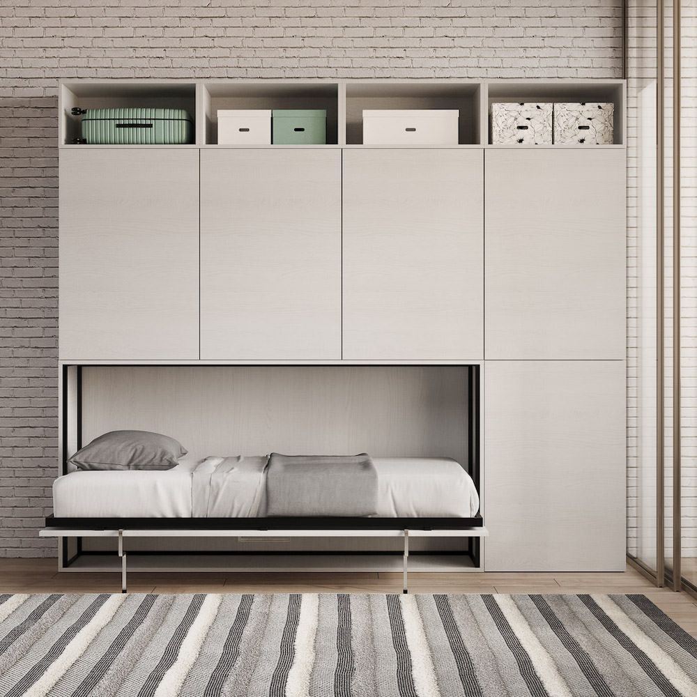Letto singolo a scomparsa orizzontale con mobili Auda B