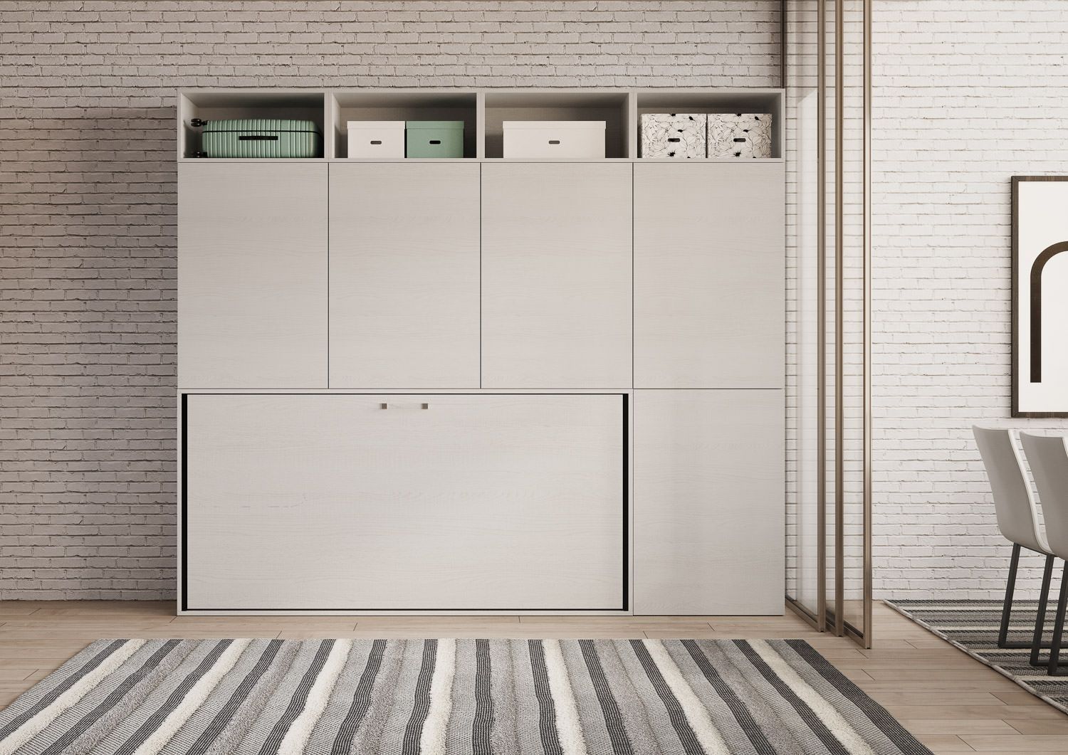 Letto singolo a scomparsa orizzontale con mobili Auda B