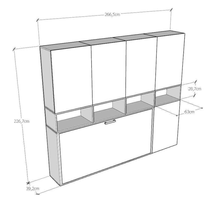 Letto singolo a scomparsa con mobili Auda C