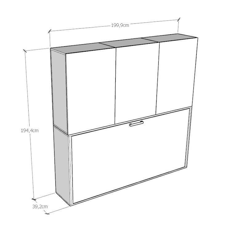 Letto singolo a scomparsa orizzontale con mobili Auda D