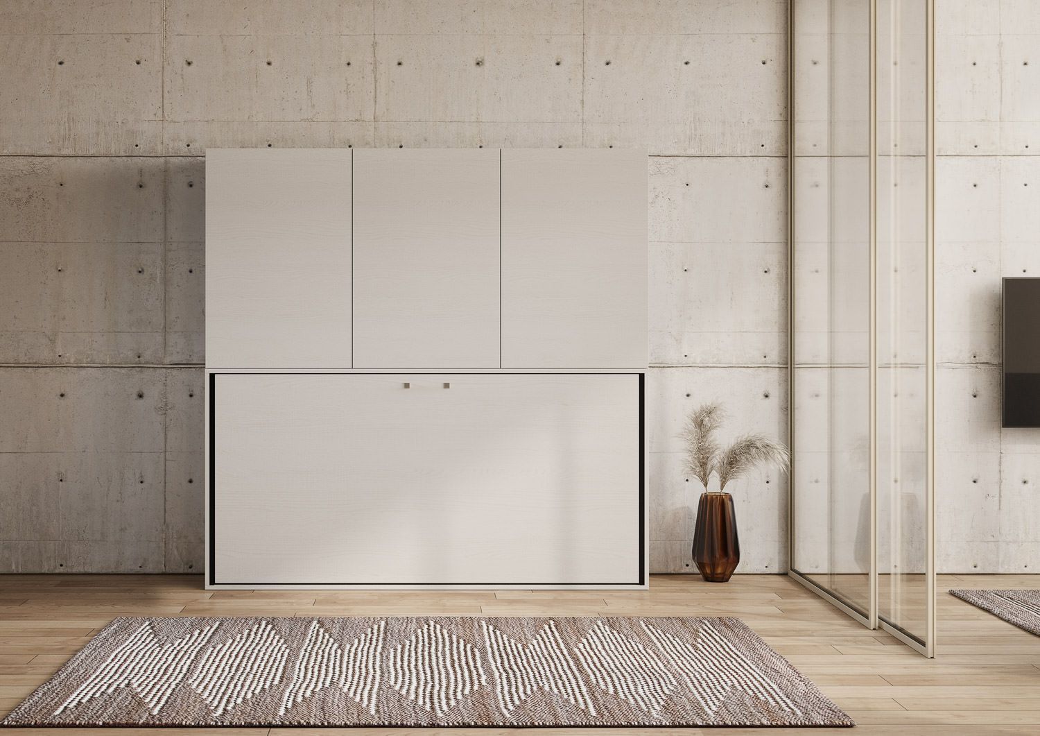 Letto singolo a scomparsa orizzontale con mobili Auda D