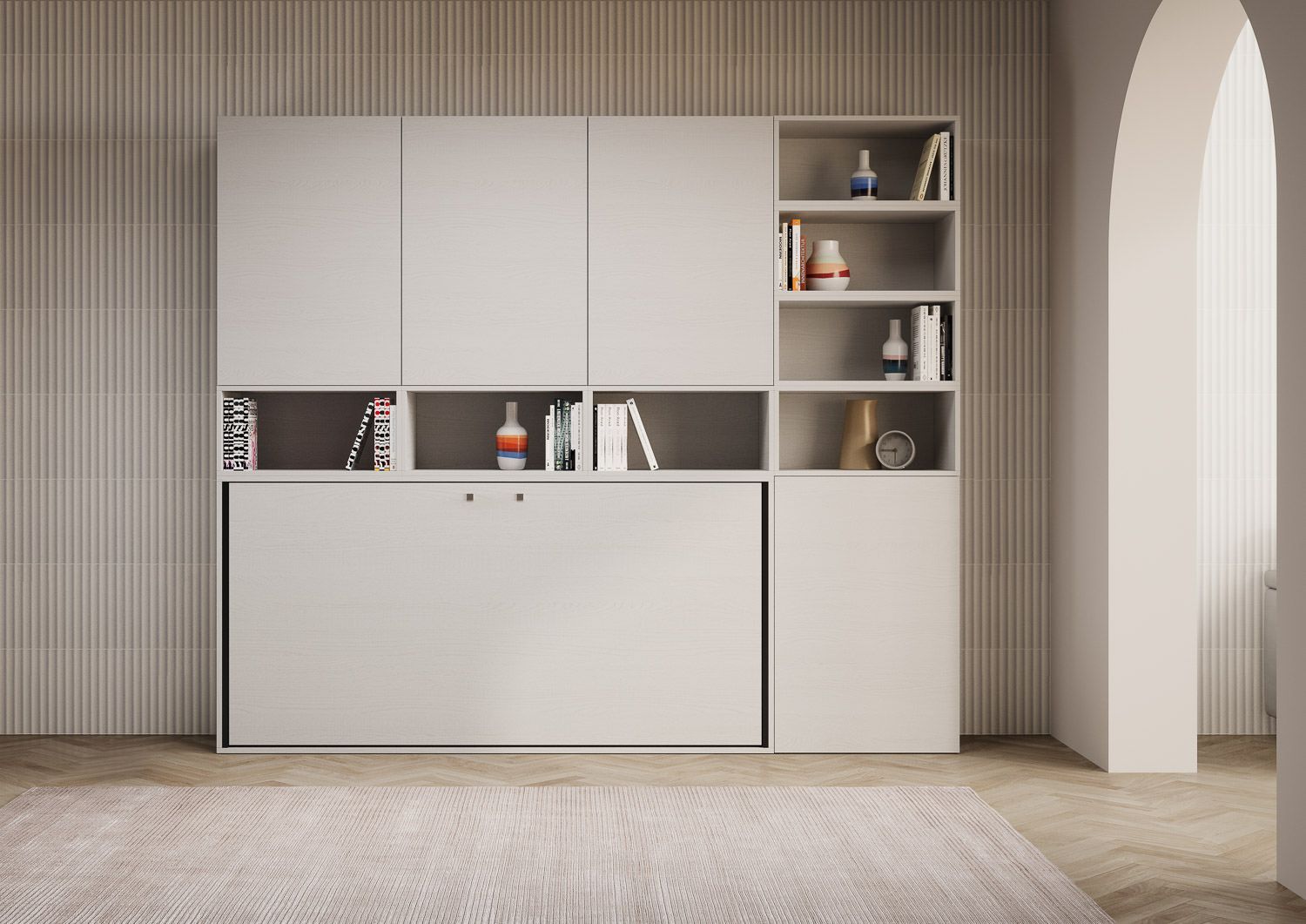 Letto singolo a scomparsa orizzontale con mobili Auda E