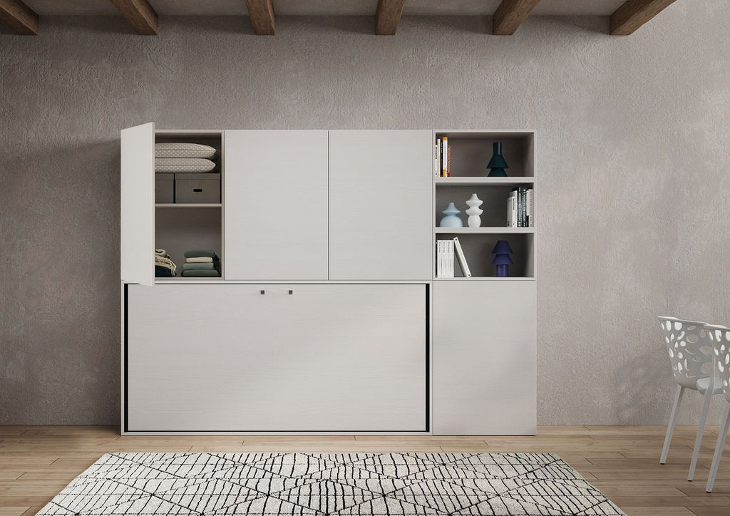 Letto singolo a scomparsa orizzontale con mobili Auda F