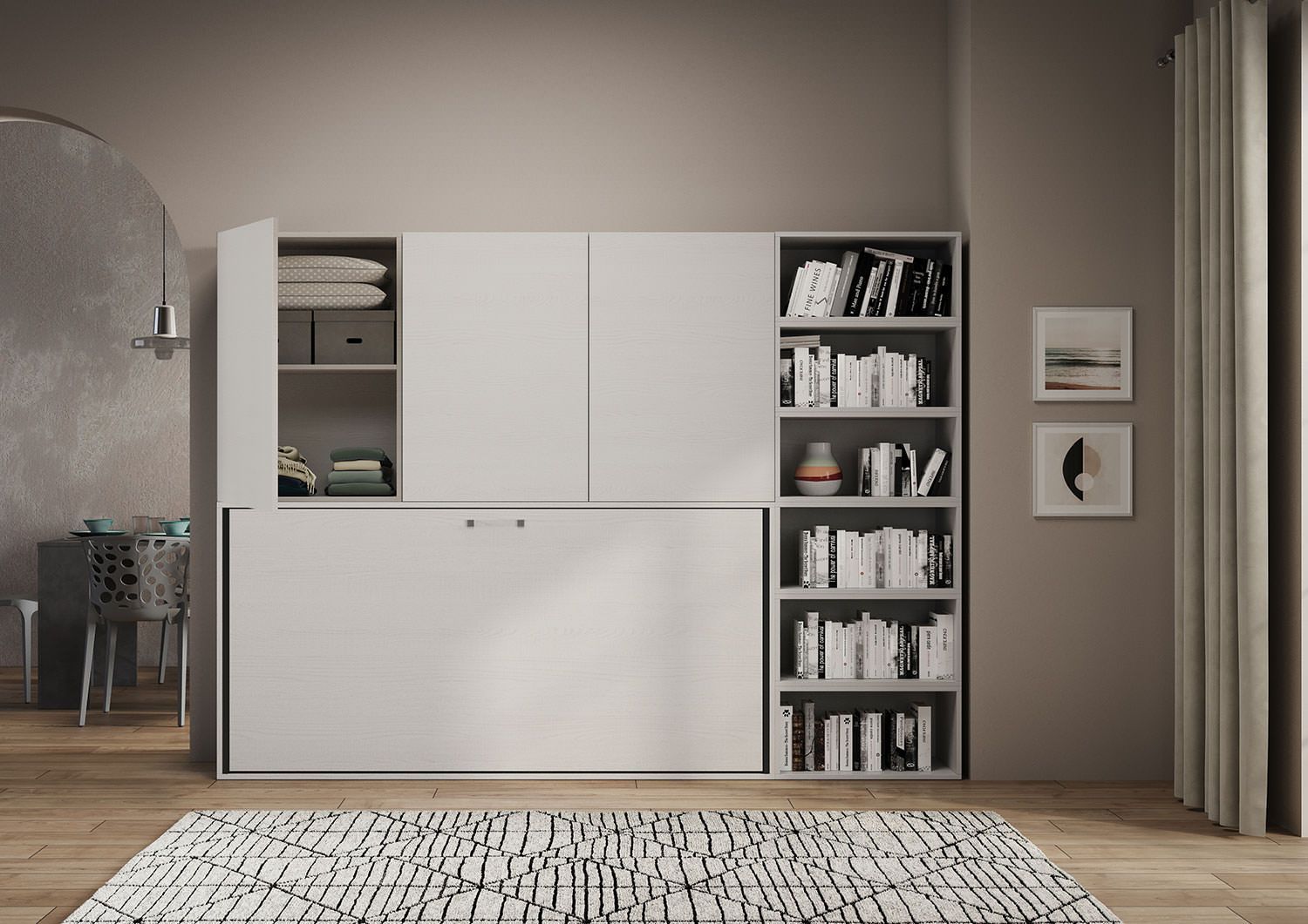 Letto singolo a scomparsa orizzontale con mobili Auda G