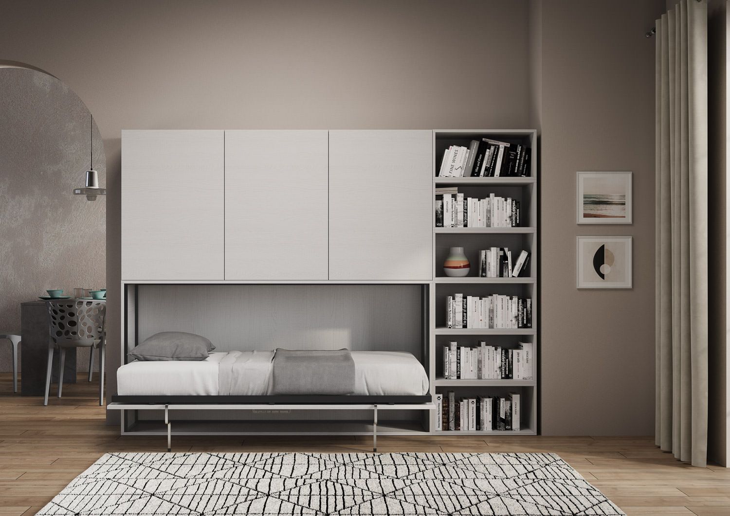 Letto singolo a scomparsa orizzontale con mobili Auda G