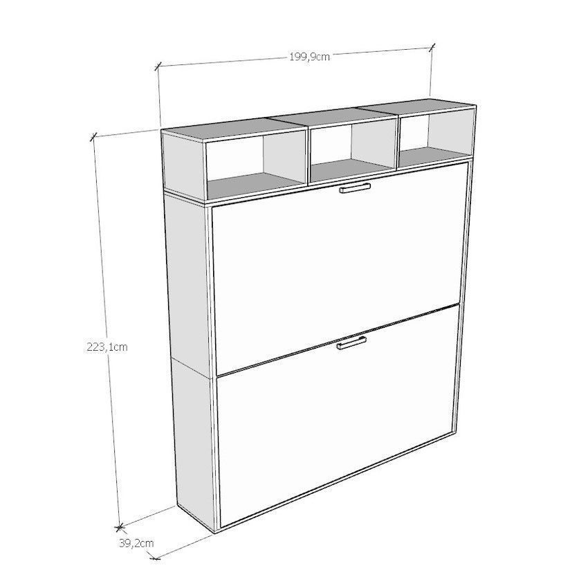 Letto a castello a scomparsa con pensili Auda L