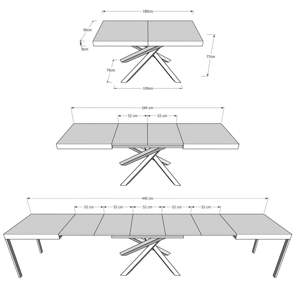 Tavolo allungabile Aberdeen 90x180/440 cm
