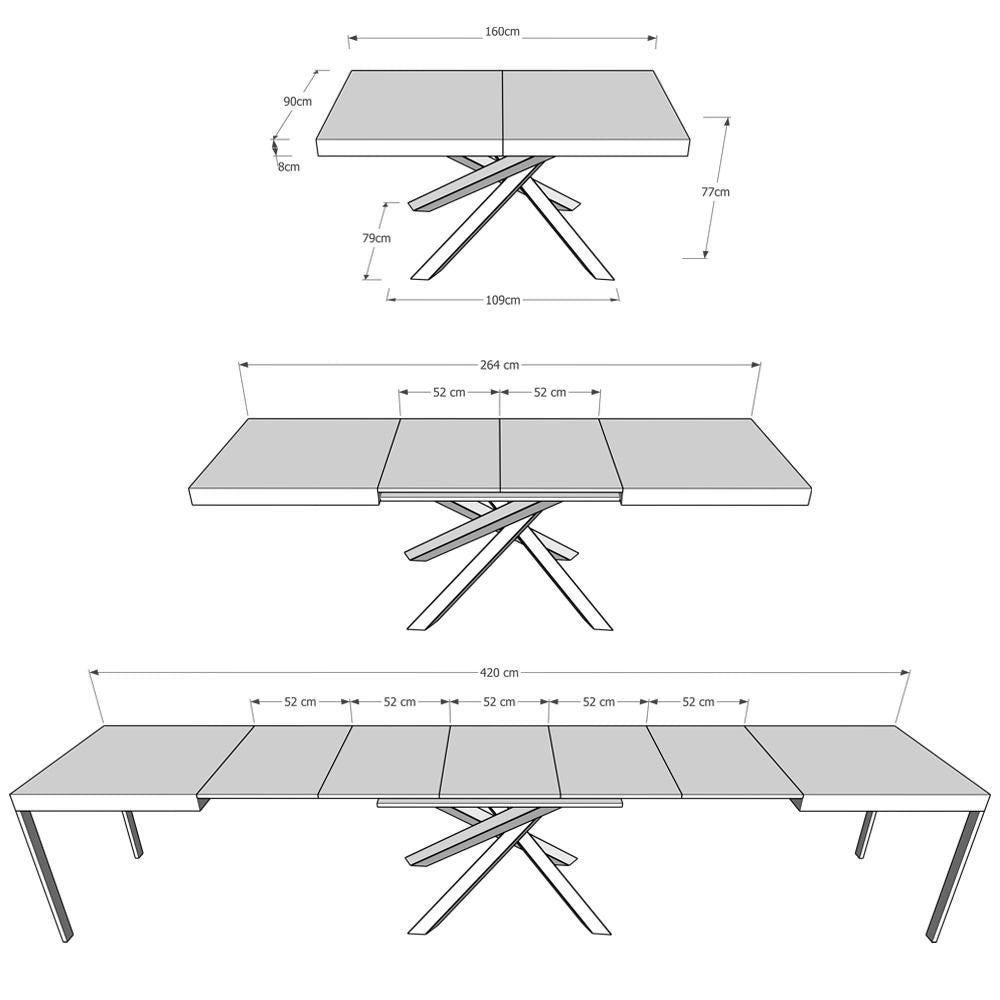 Tavolo allungabile Aberdeen 4A 90x160/420 cm