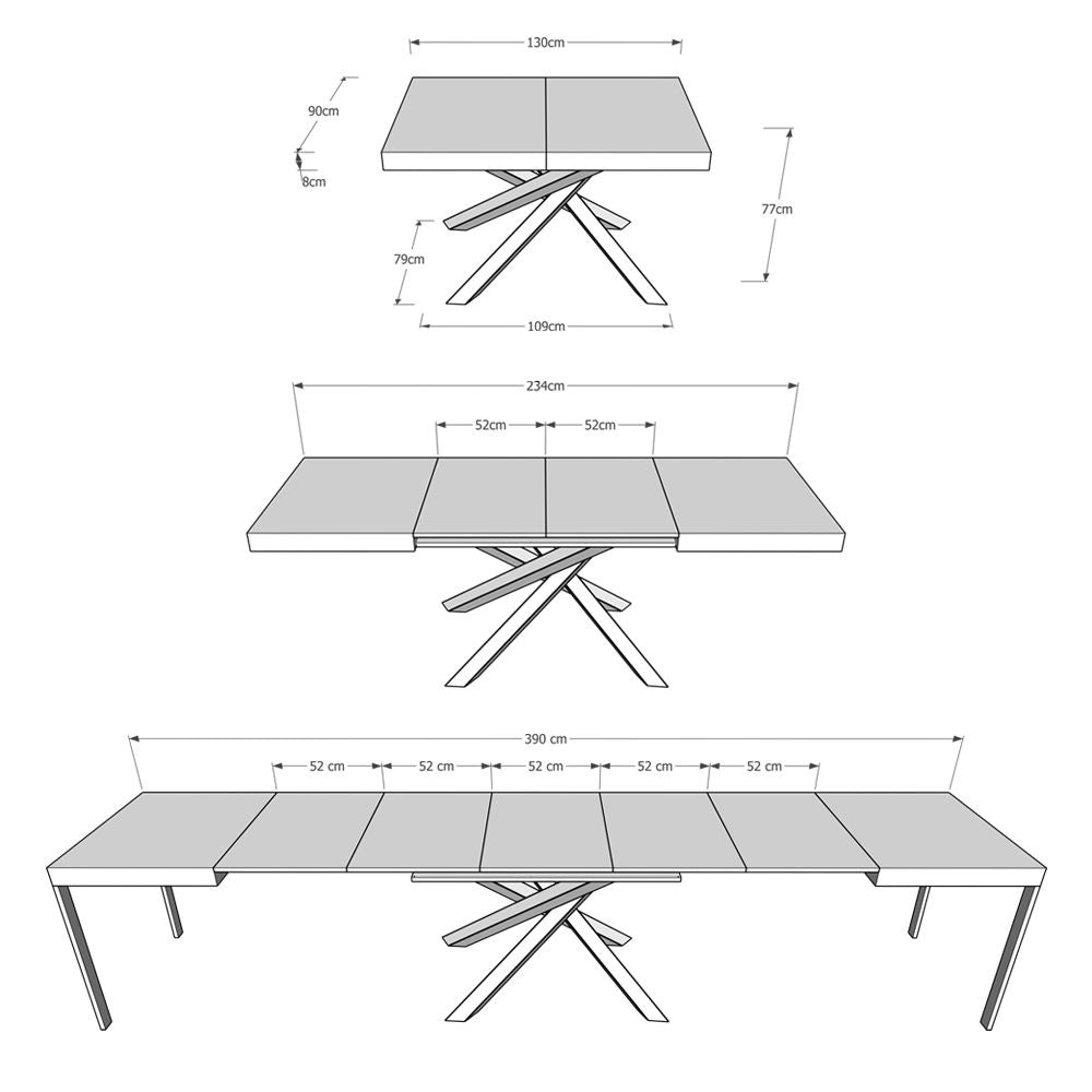 Tavolo allungabile Aberdeen 4C 90x130/390 cm