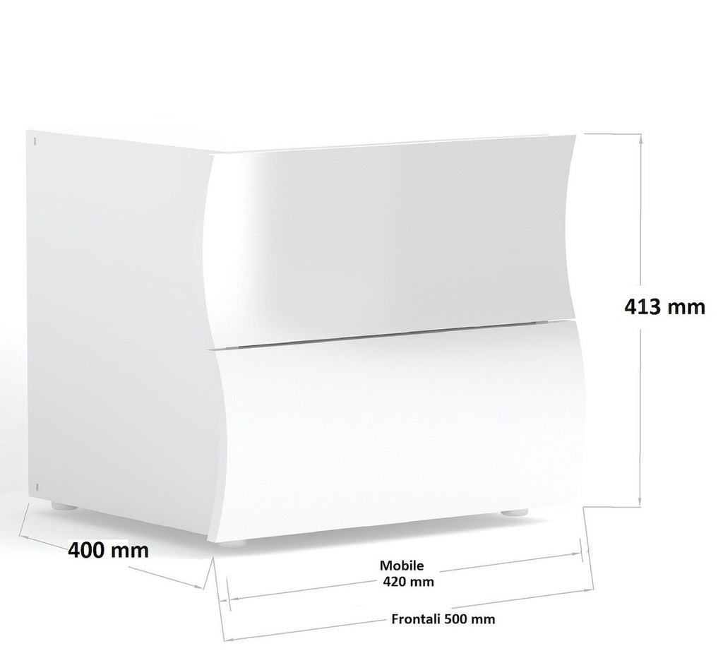 Comodino moderno 2 cassetti Surf 2C