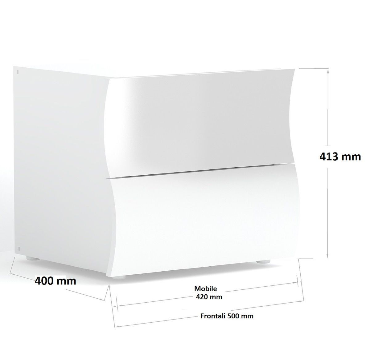 Comodino moderno 2 cassetti Surf 2C